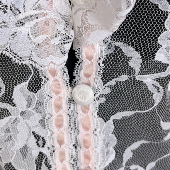 Vintage Delicates White & Pink Corset Lace Teddy L - Picture 3 of 6